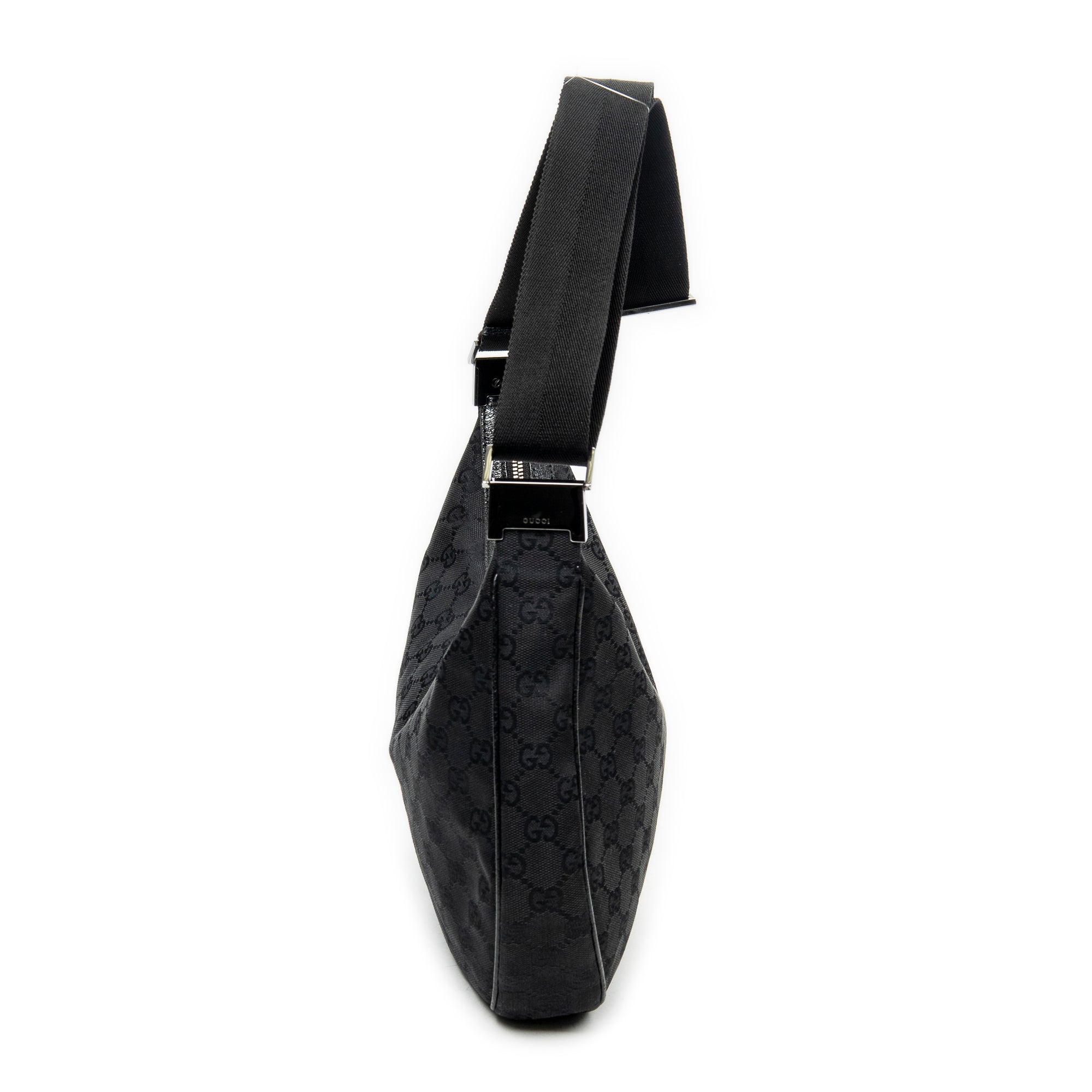 Shoulder Bag Round Zip Messenger Black Monogrammed Canvas