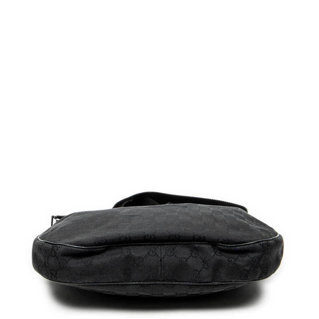 Shoulder Bag Round Zip Messenger Black Monogrammed Canvas
