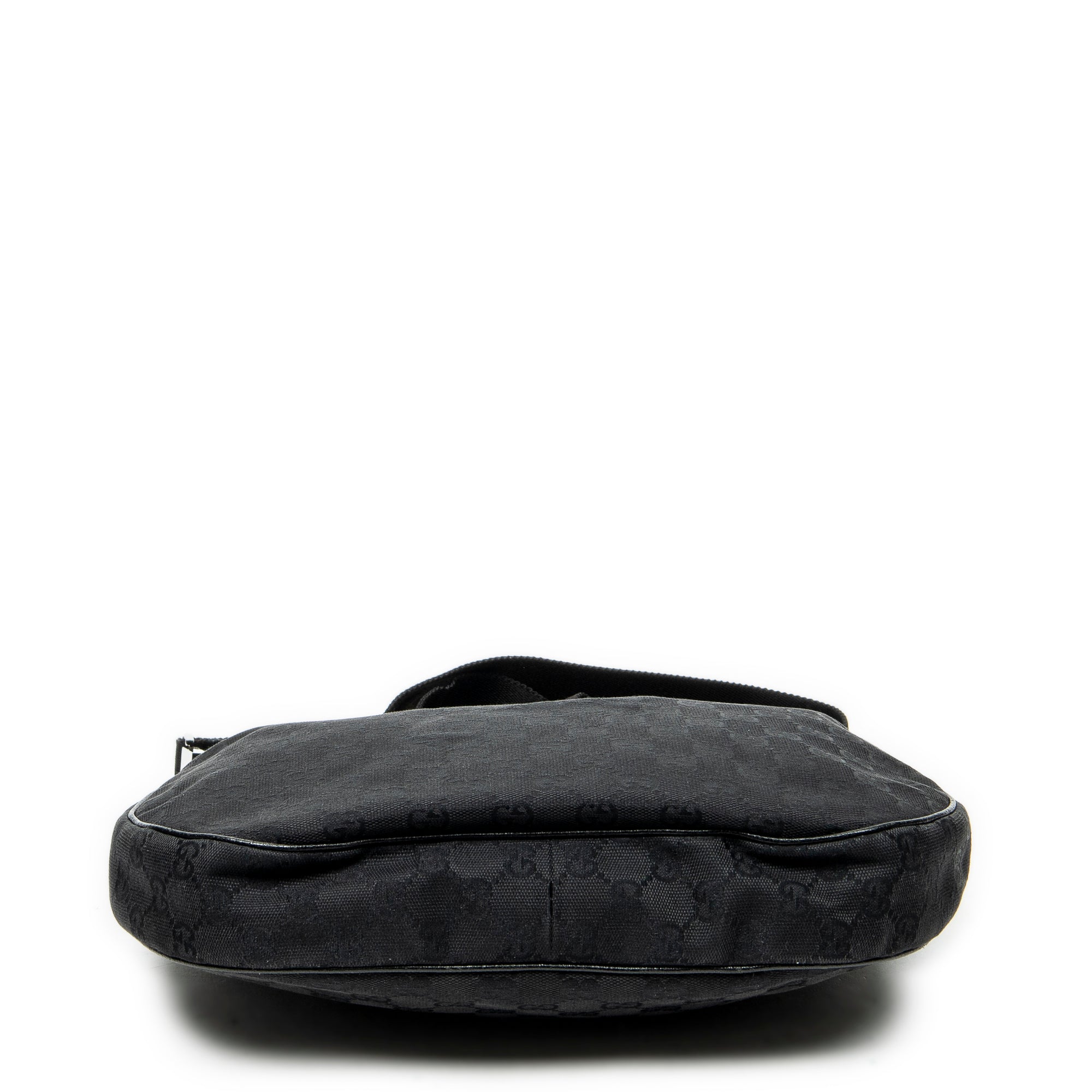 Shoulder Bag Round Zip Messenger Black Monogrammed Canvas
