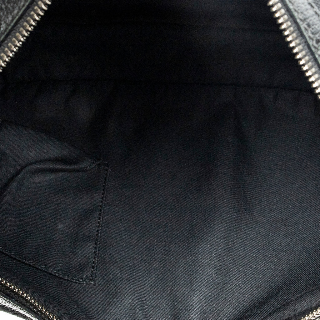 Shoulder Bag Round Zip Messenger Black Monogrammed Canvas