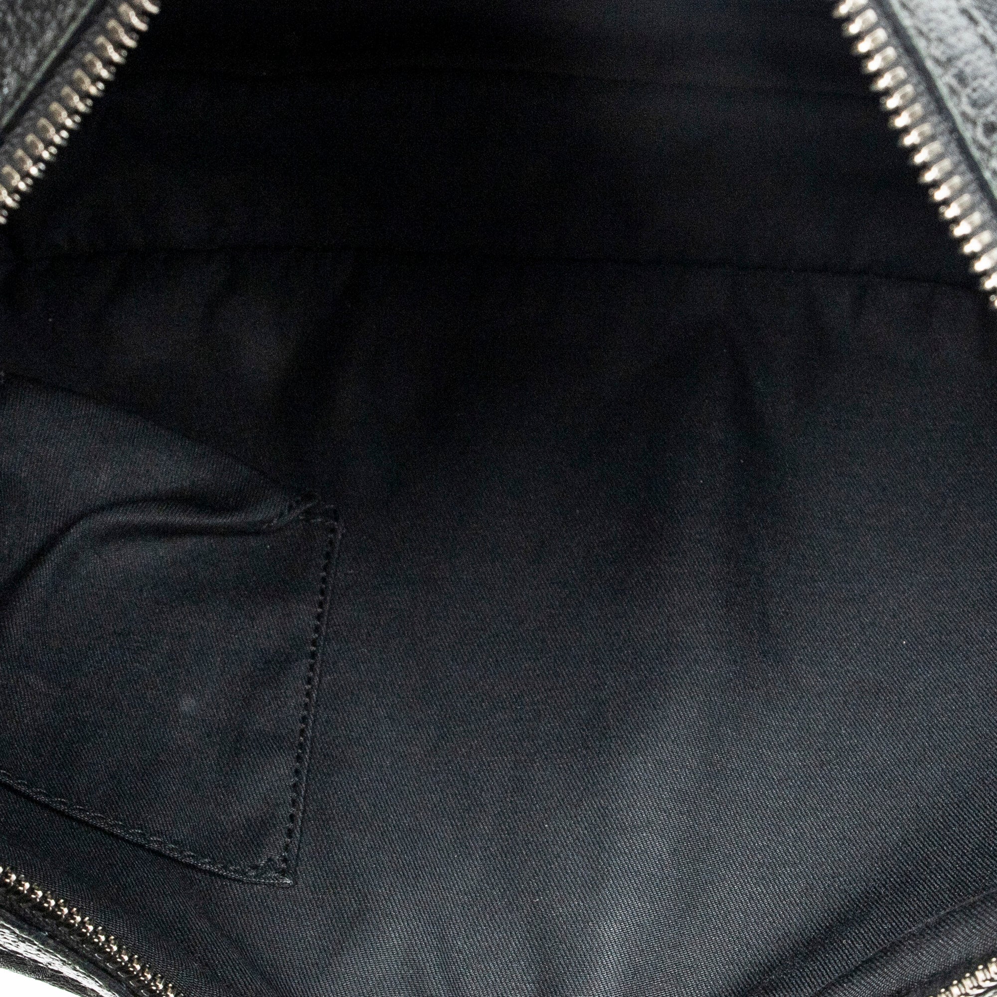 Shoulder Bag Round Zip Messenger Black Monogrammed Canvas