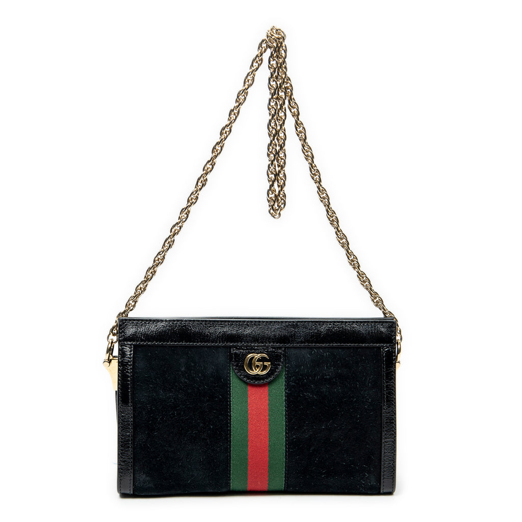 Shoulder Bag Small GG Ophidia Black Suede Leather