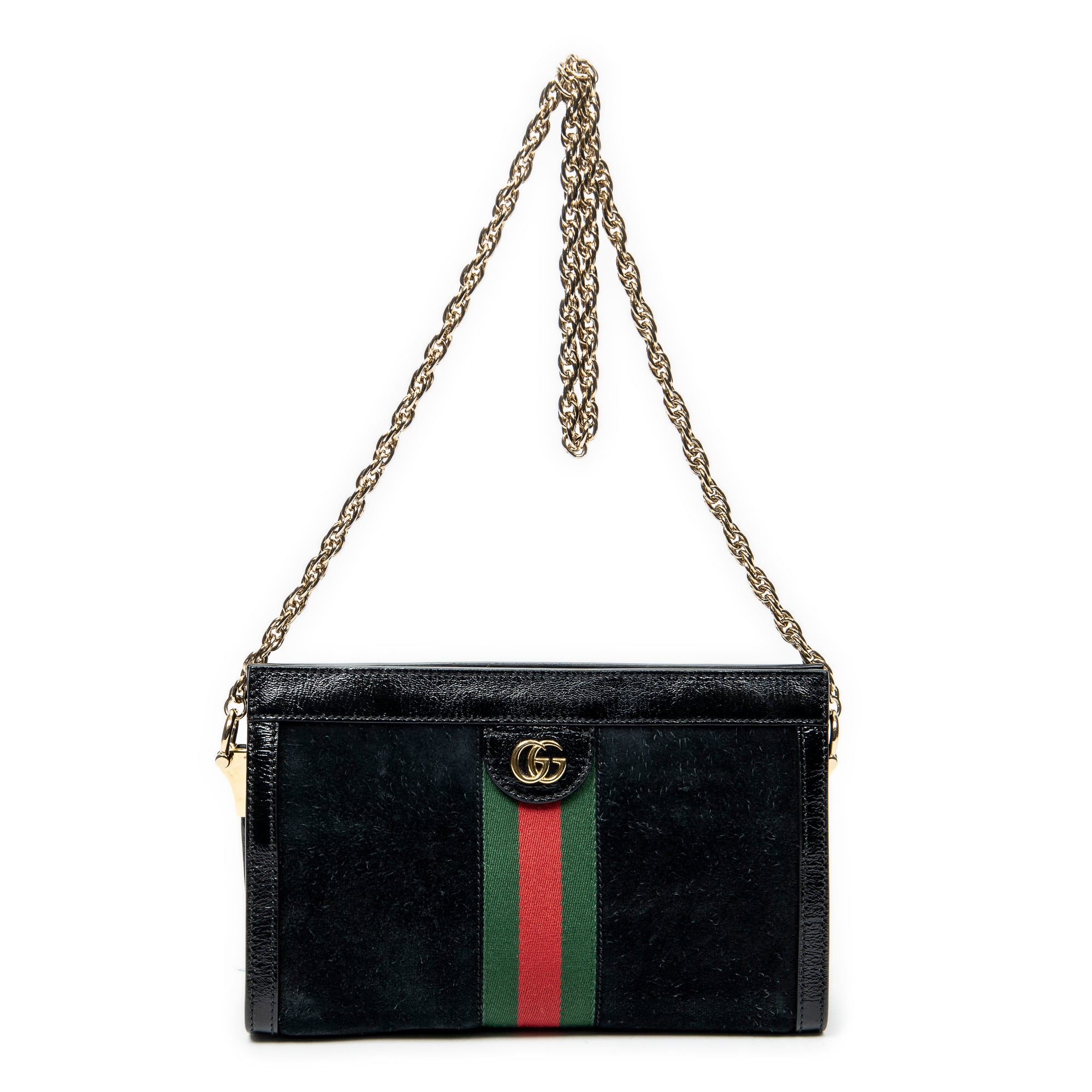Shoulder Bag Small GG Ophidia Black Suede Leather