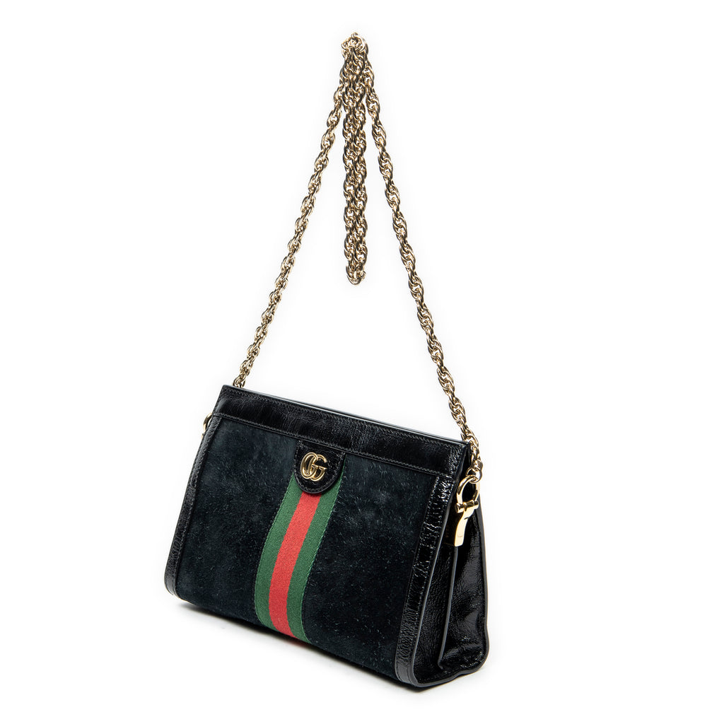 Shoulder Bag Small GG Ophidia Black Suede Leather