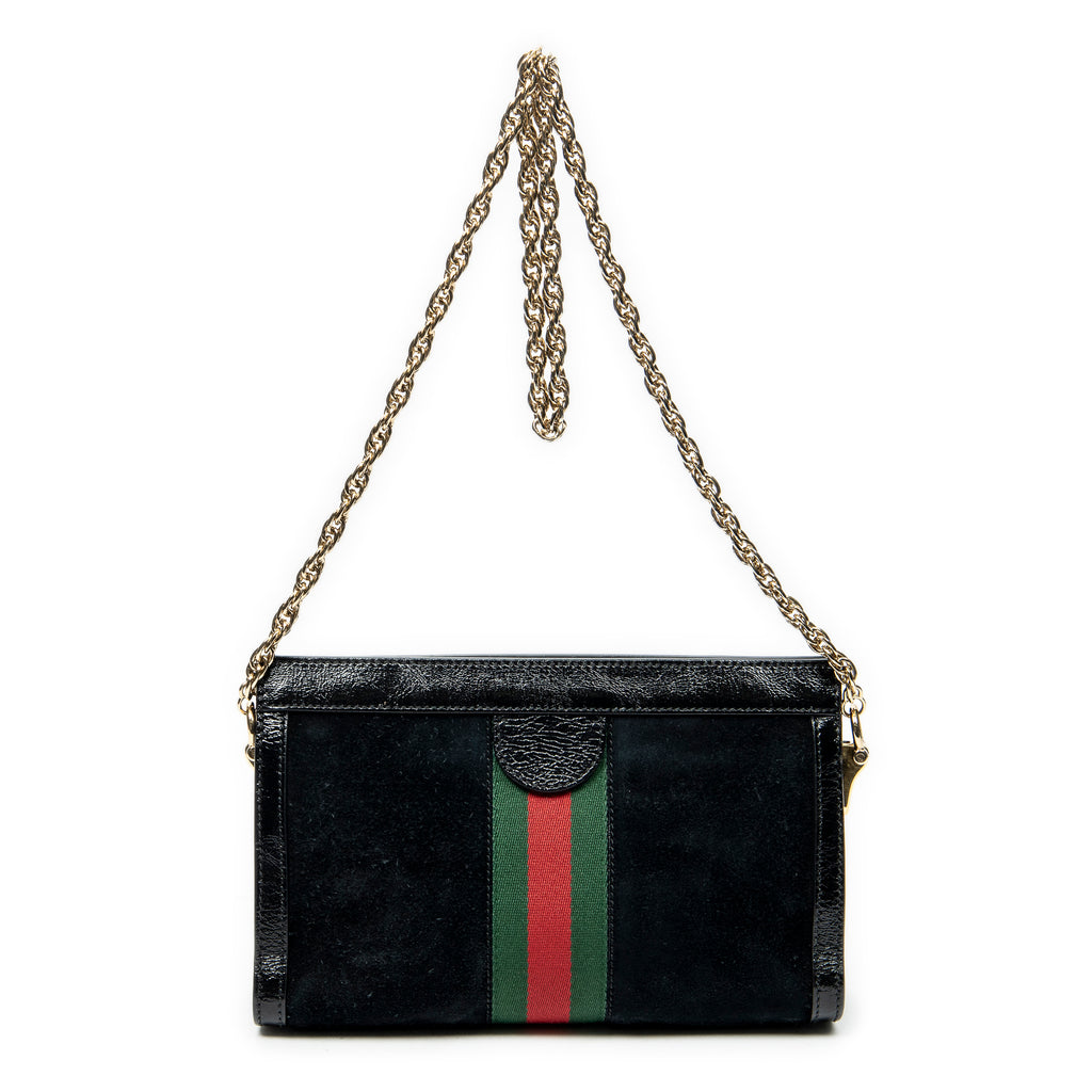 Shoulder Bag Small GG Ophidia Black Suede Leather
