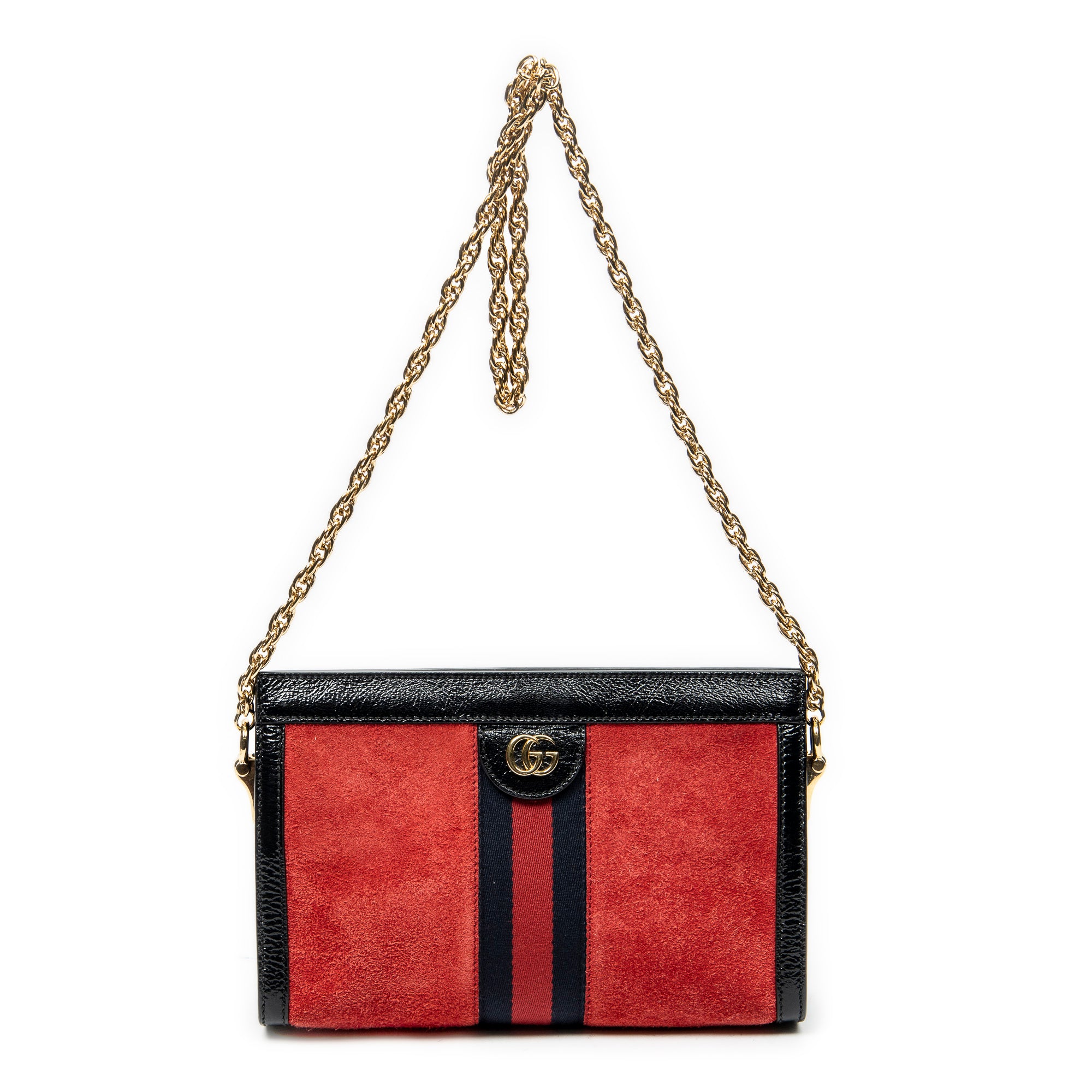 Shoulder Bag Small GG Ophidia Red Suede Leather