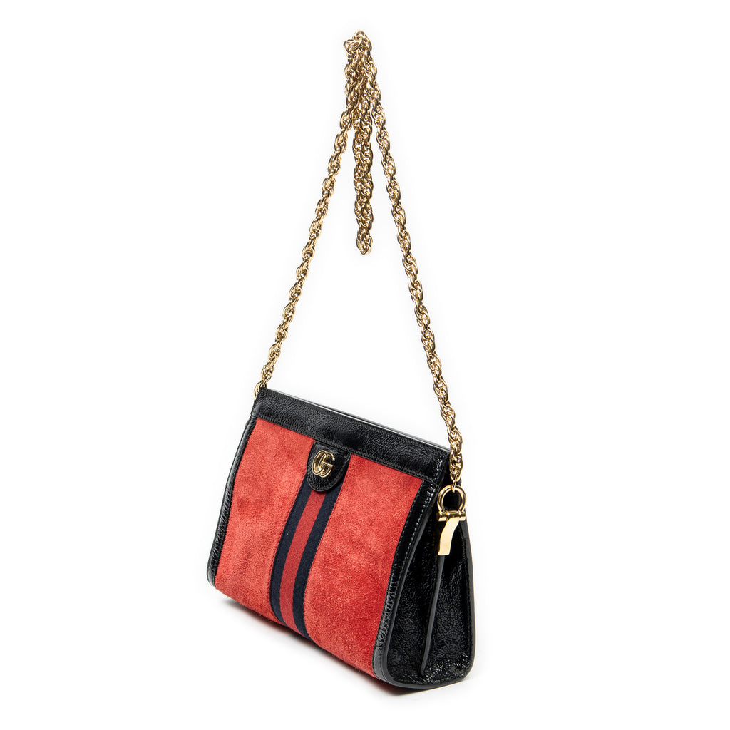 Shoulder Bag Small GG Ophidia Red Suede Leather