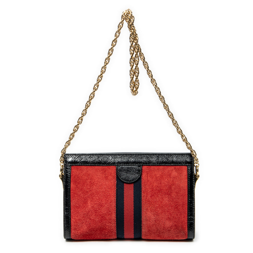Shoulder Bag Small GG Ophidia Red Suede Leather