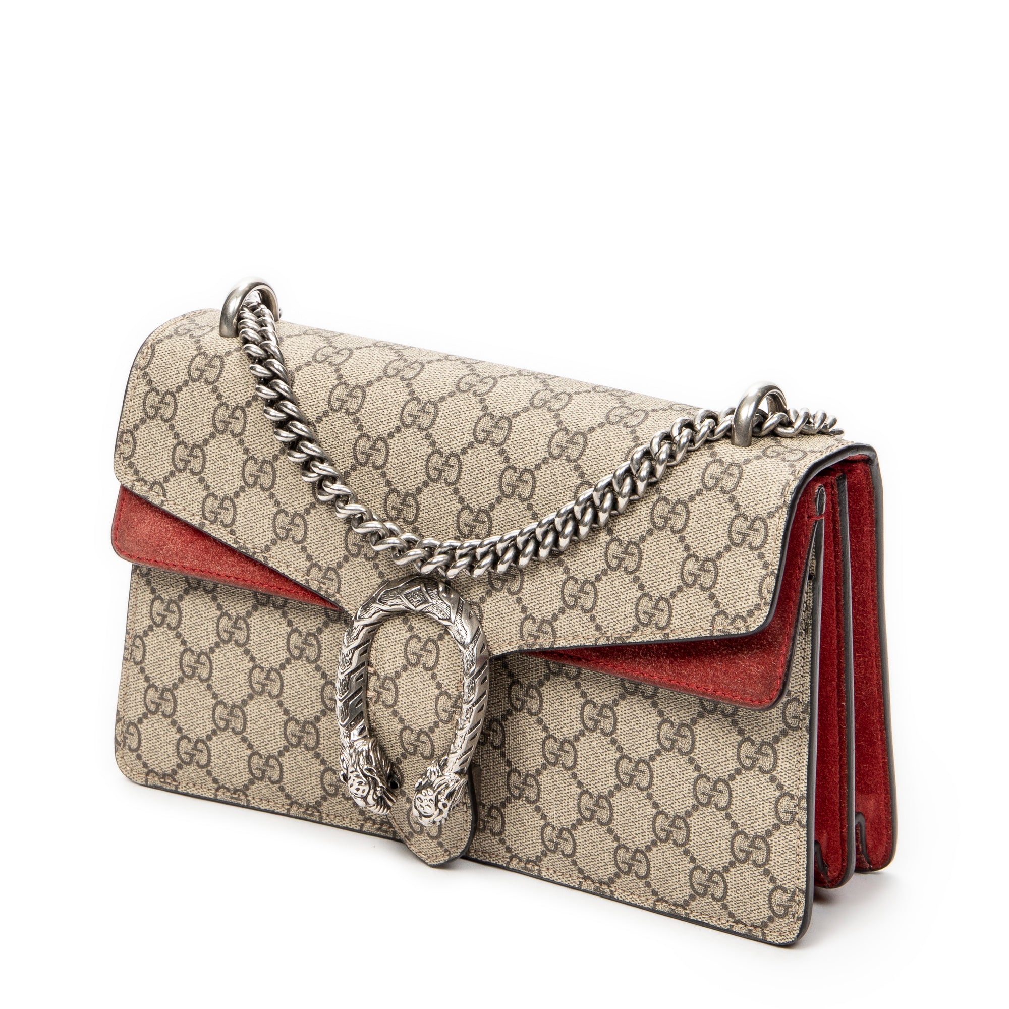 Shoulder Bag Small Dionysus Chain Crossbody Red Supreme Coated Canvas