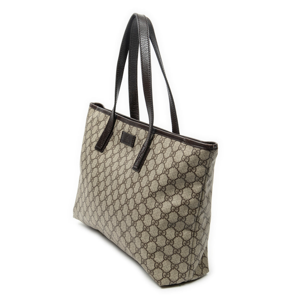 Shoulder Bag Zip Shopping Tote Dark Brown Supreme Coated Canvas