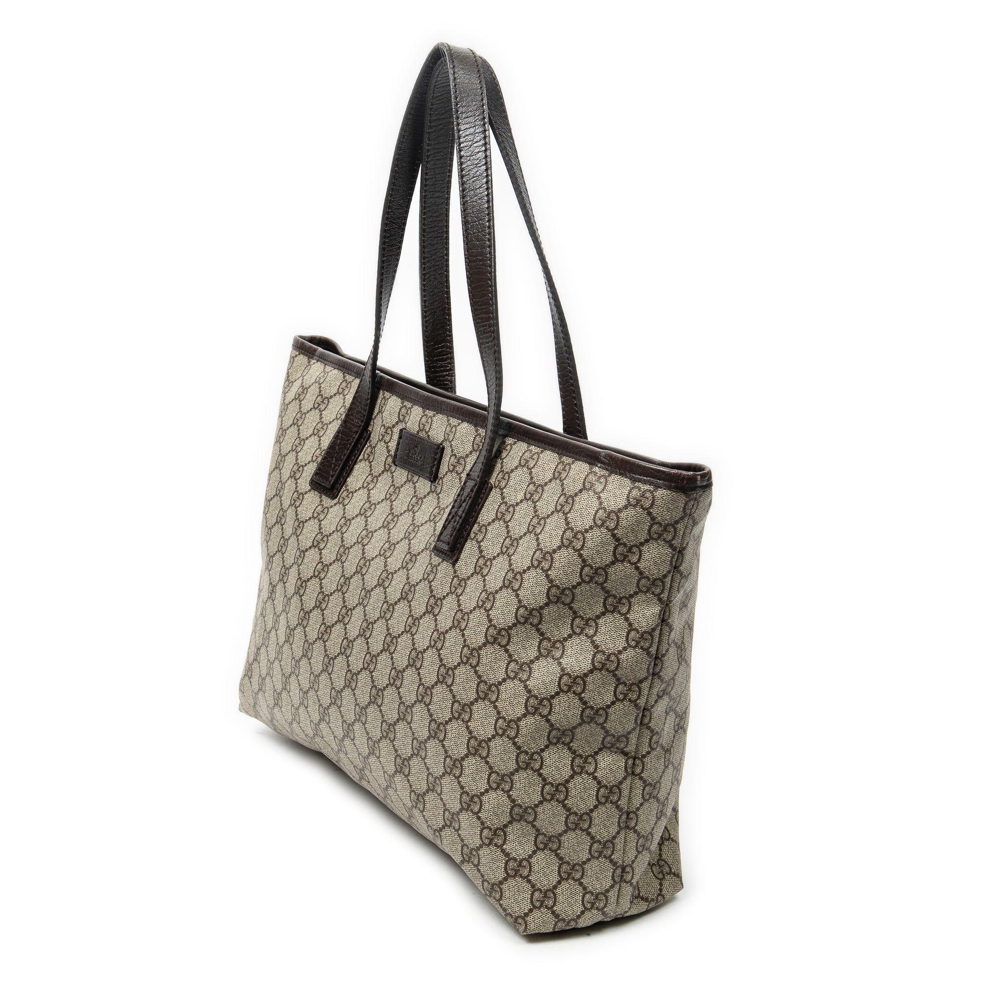 Shoulder Bag Zip Shopping Tote Dark Brown Supreme Coated Canvas