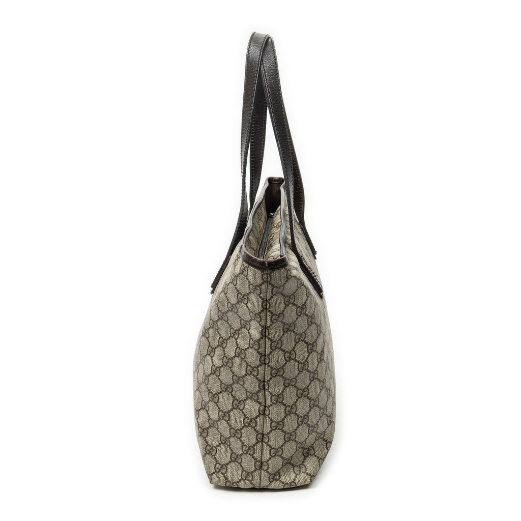 Shoulder Bag Zip Shopping Tote Dark Brown Supreme Coated Canvas