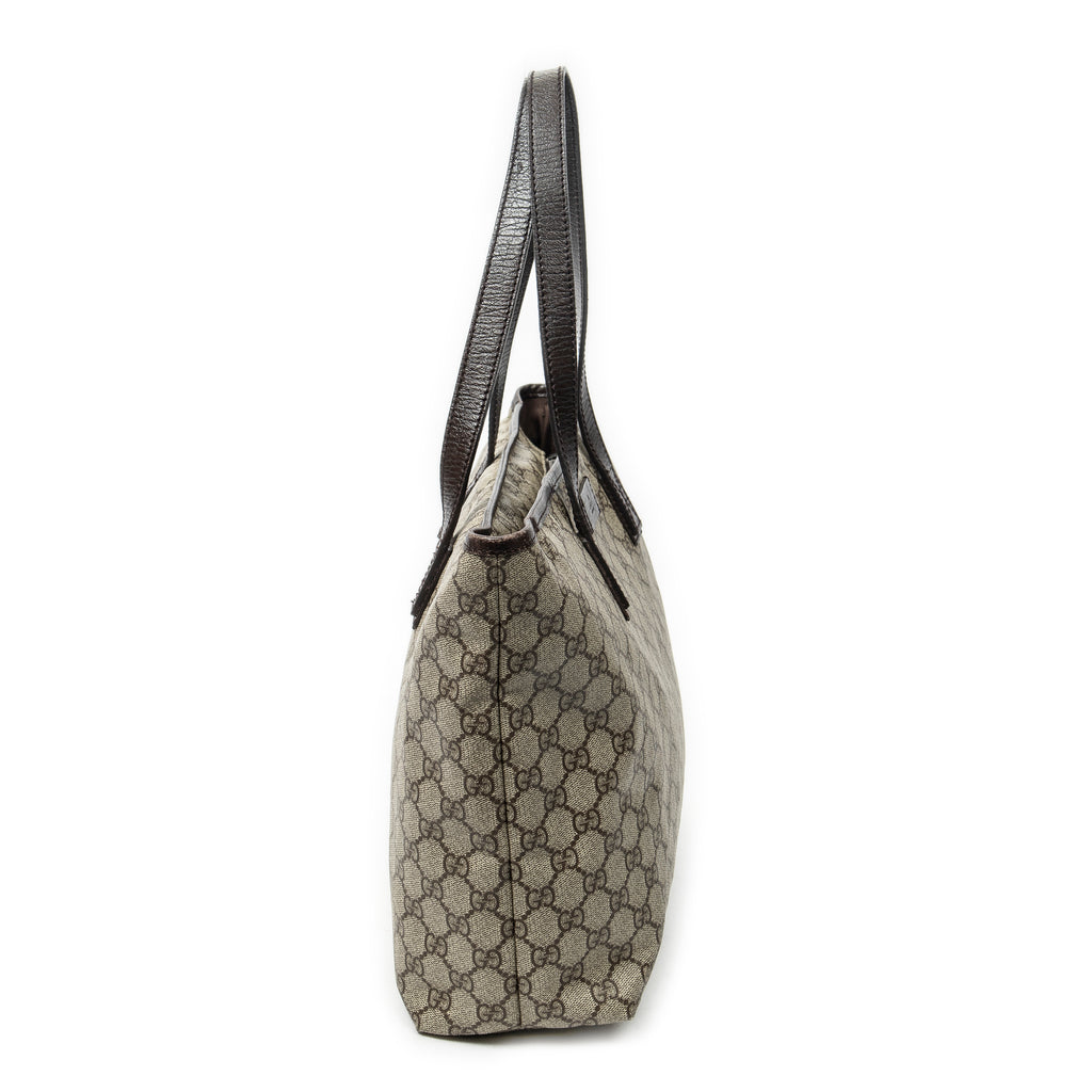 Shoulder Bag Zip Shopping Tote Dark Brown Supreme Coated Canvas