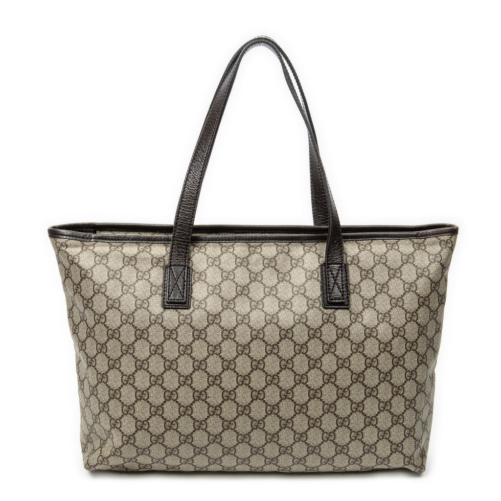 Shoulder Bag Zip Shopping Tote Dark Brown Supreme Coated Canvas