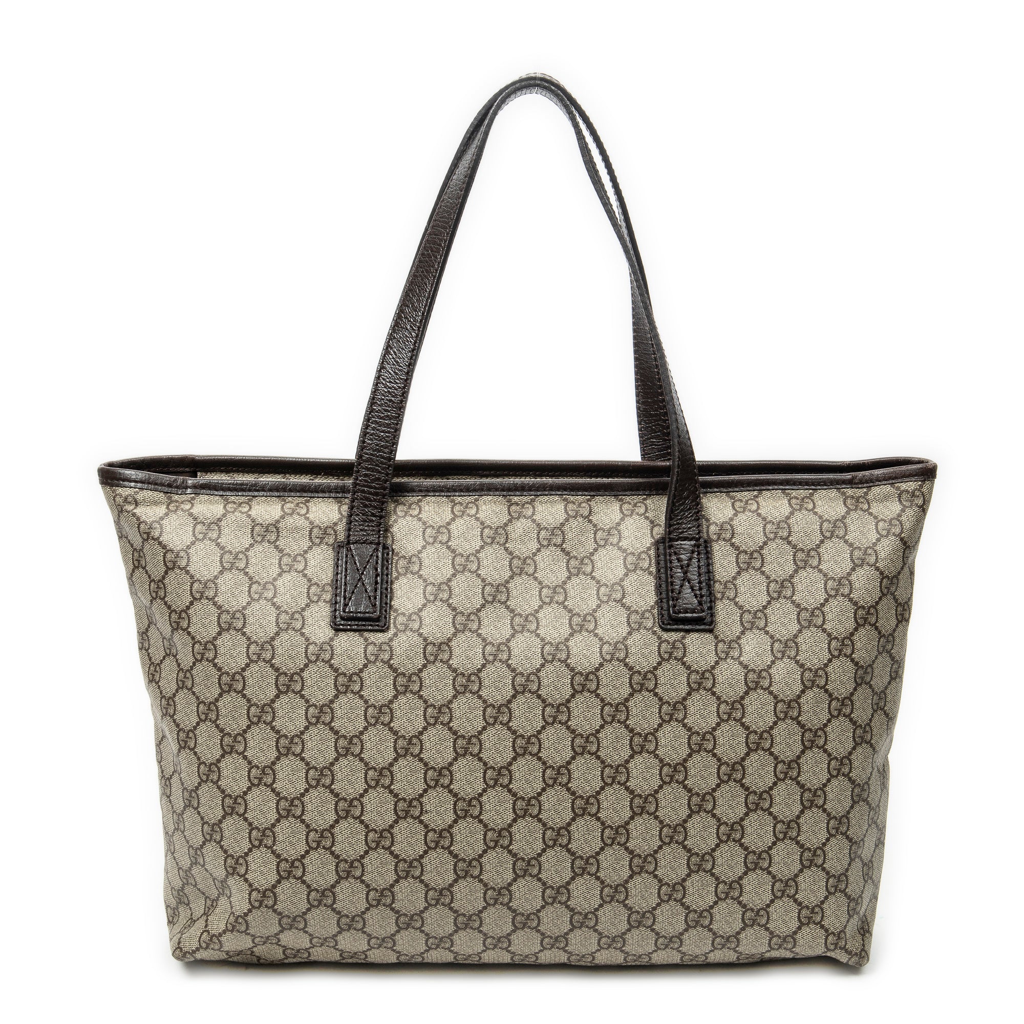 Shoulder Bag Zip Shopping Tote Dark Brown Supreme Coated Canvas