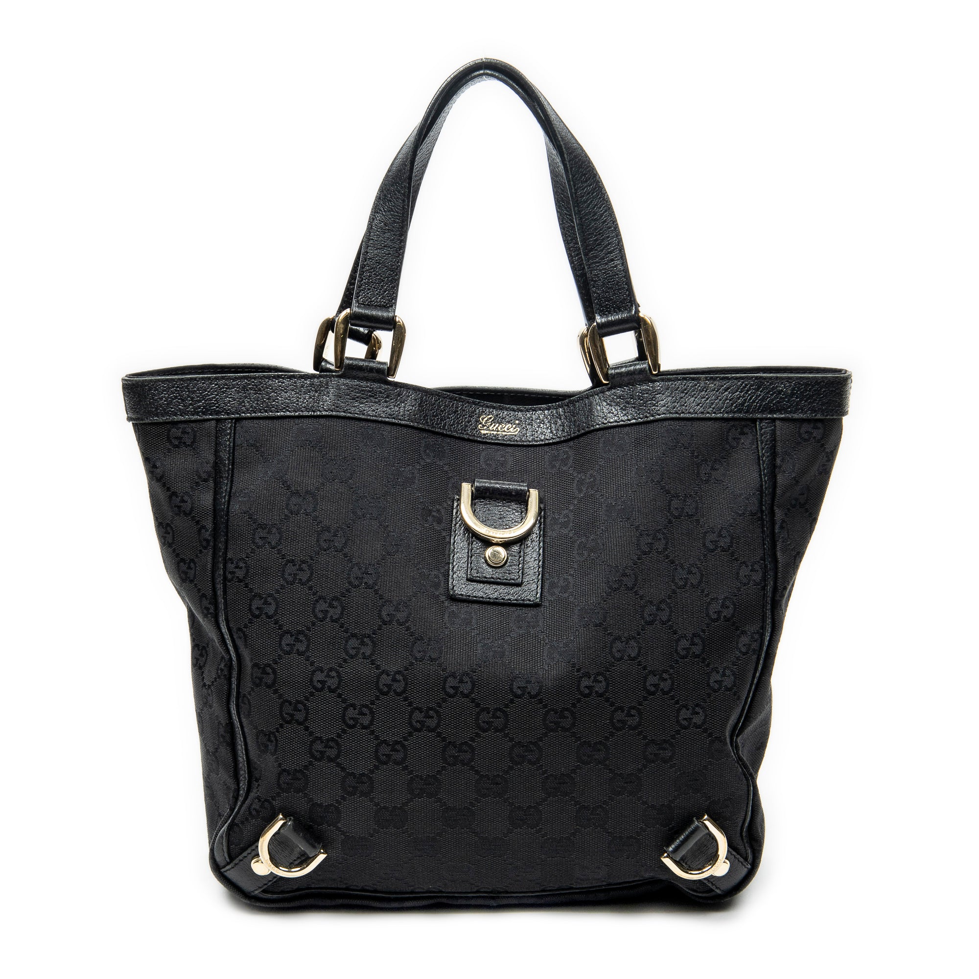 Shoulder Bag Small Abbey D-Ring Tote Black Monogrammed Canvas