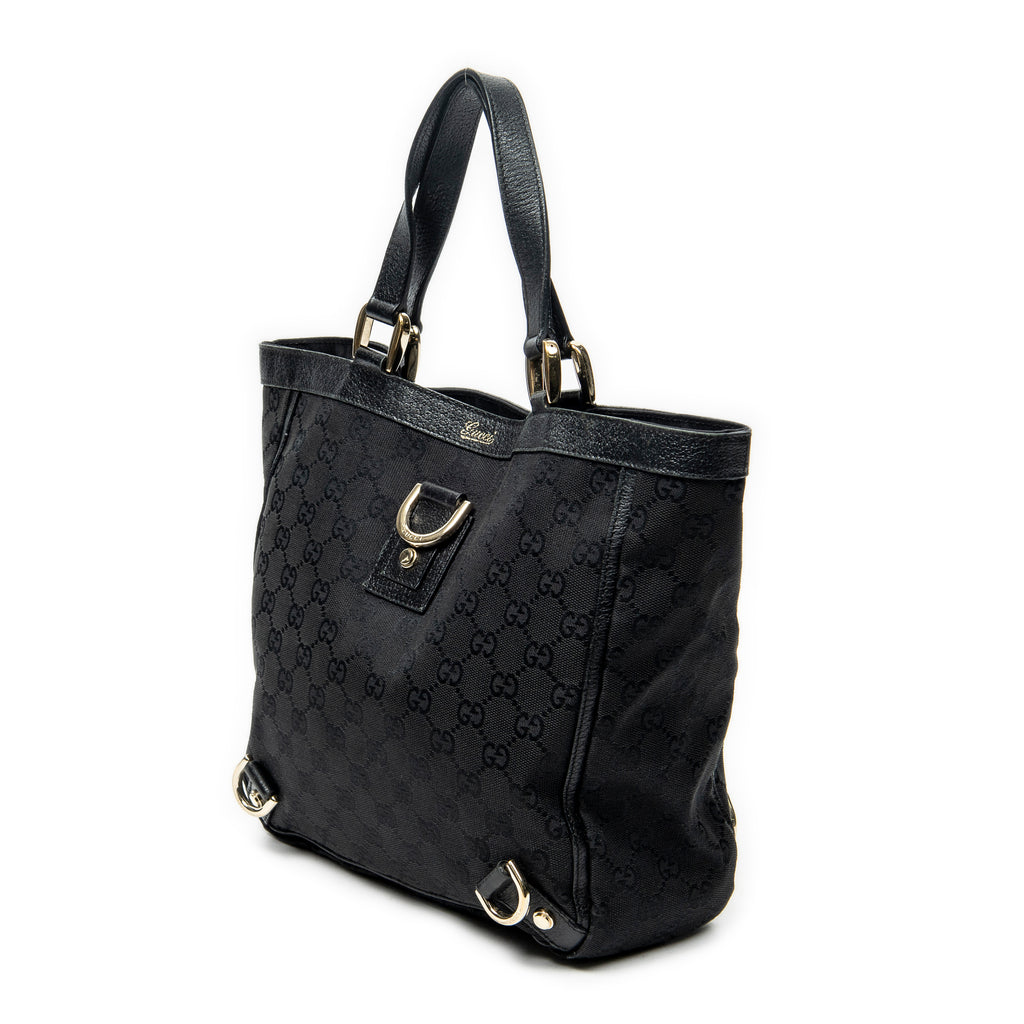 Shoulder Bag Small Abbey D-Ring Tote Black Monogrammed Canvas
