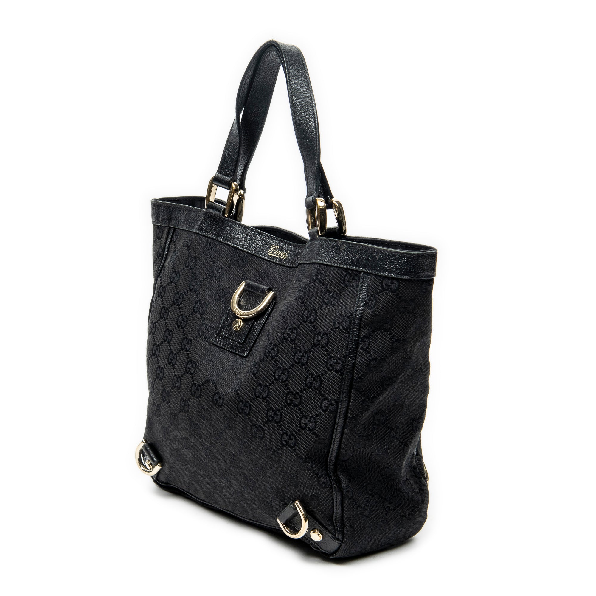 Shoulder Bag Small Abbey D-Ring Tote Black Monogrammed Canvas