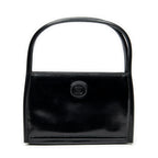 Shoulder Bag Vintage Rectangular Top Handle Black Grained Calfskin Leather