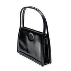 Shoulder Bag Vintage Rectangular Top Handle Black Grained Calfskin Leather