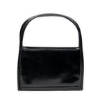 Shoulder Bag Vintage Rectangular Top Handle Black Grained Calfskin Leather