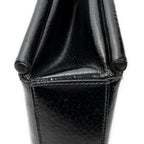 Shoulder Bag Vintage Rectangular Top Handle Black Grained Calfskin Leather