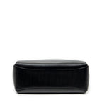 Shoulder Bag Vintage Fold Over Top Handle Black Smooth Calfskin Leather