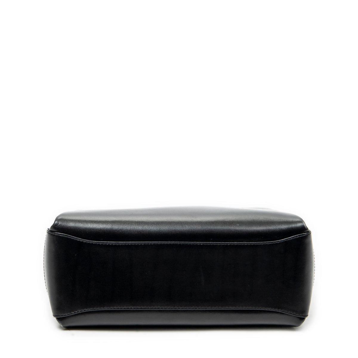 Shoulder Bag Vintage Fold Over Top Handle Black Smooth Calfskin Leather