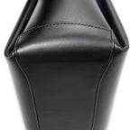 Shoulder Bag Vintage Fold Over Top Handle Black Smooth Calfskin Leather
