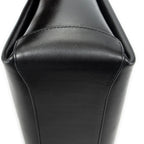 Shoulder Bag Vintage Fold Over Top Handle Black Smooth Calfskin Leather