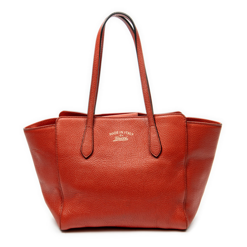 Shoulder Bag Small Swing Tote Red Grained Calfskin Leather