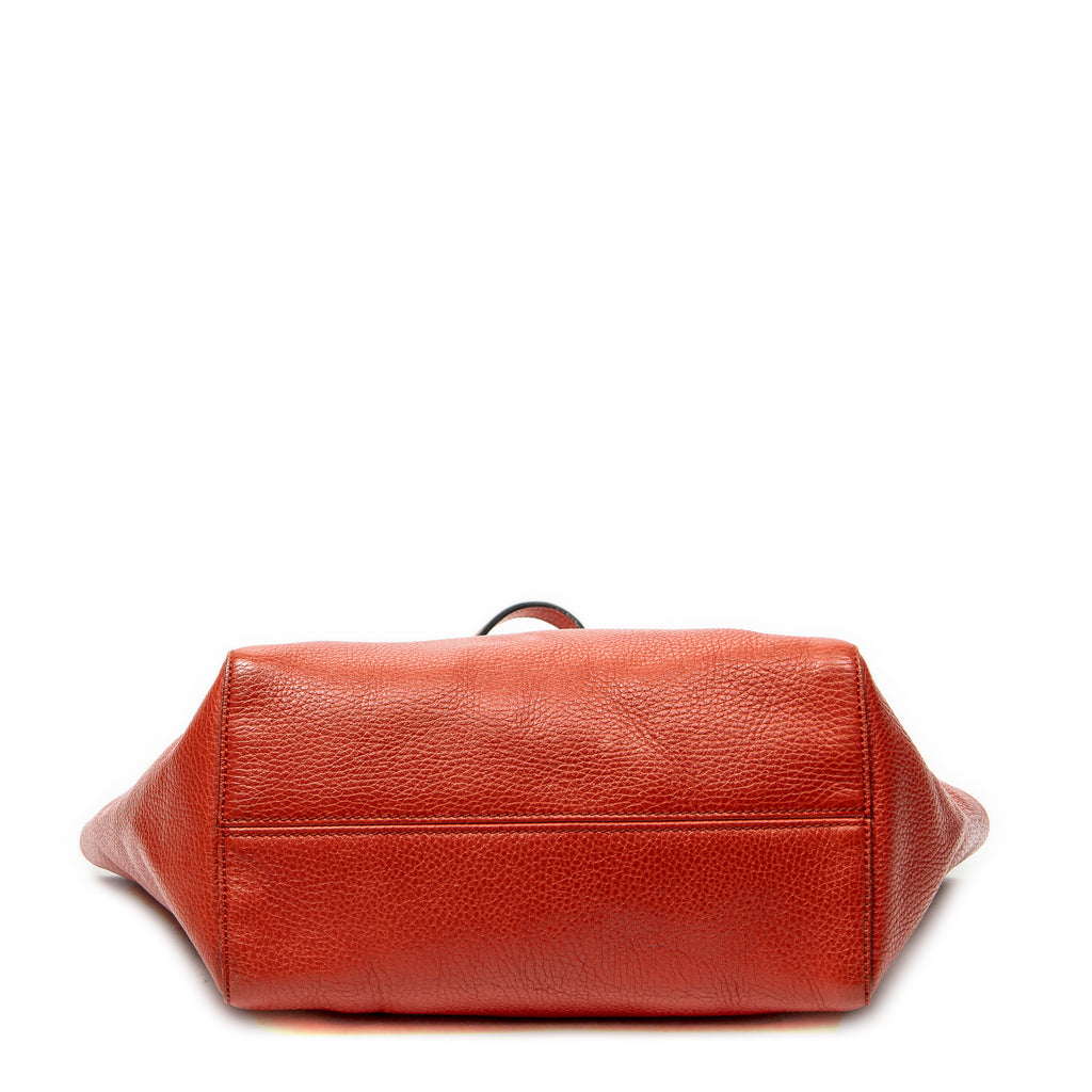 Shoulder Bag Small Swing Tote Red Grained Calfskin Leather