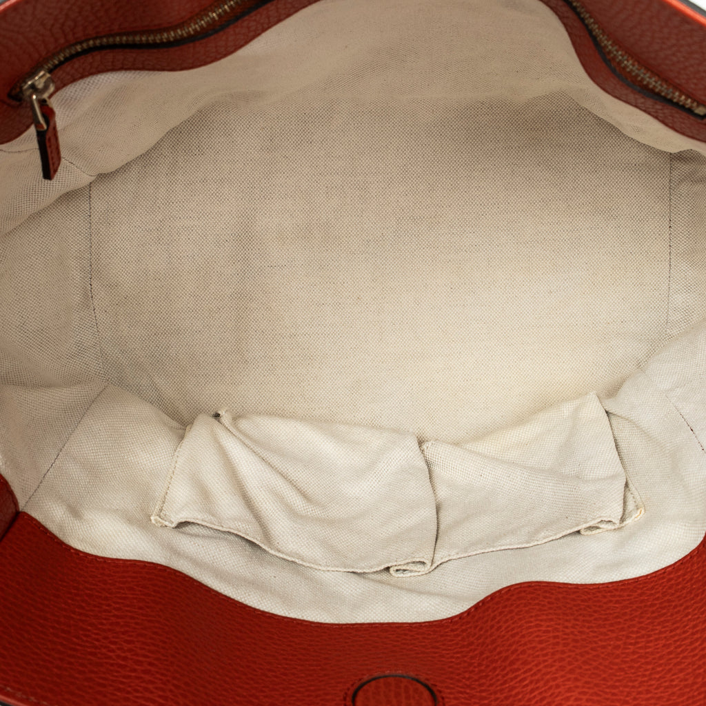 Shoulder Bag Small Swing Tote Red Grained Calfskin Leather