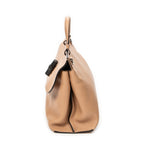 Shoulder Bag Medium Bamboo Daily Top Handle Beige Grained Calfskin Leather