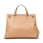 Shoulder Bag Medium Bamboo Daily Top Handle Beige Grained Calfskin Leather
