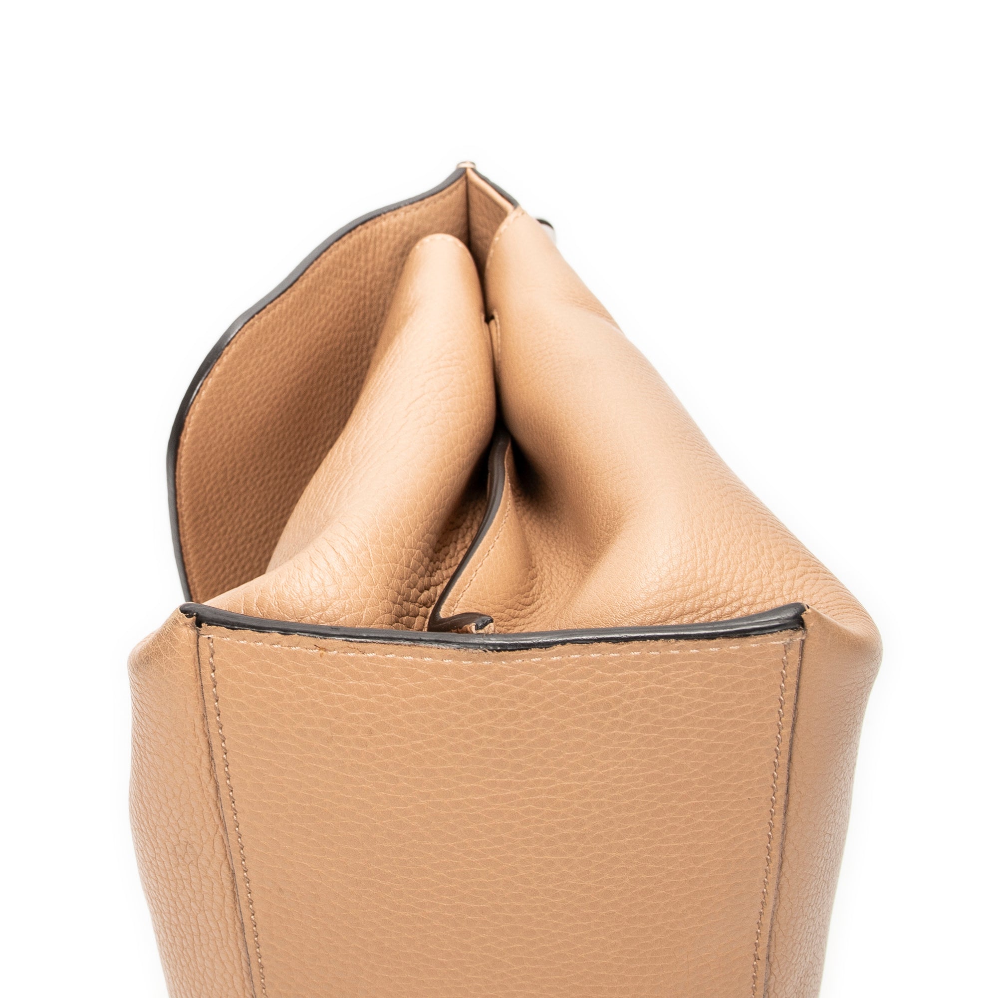 Shoulder Bag Medium Bamboo Daily Top Handle Beige Grained Calfskin Leather