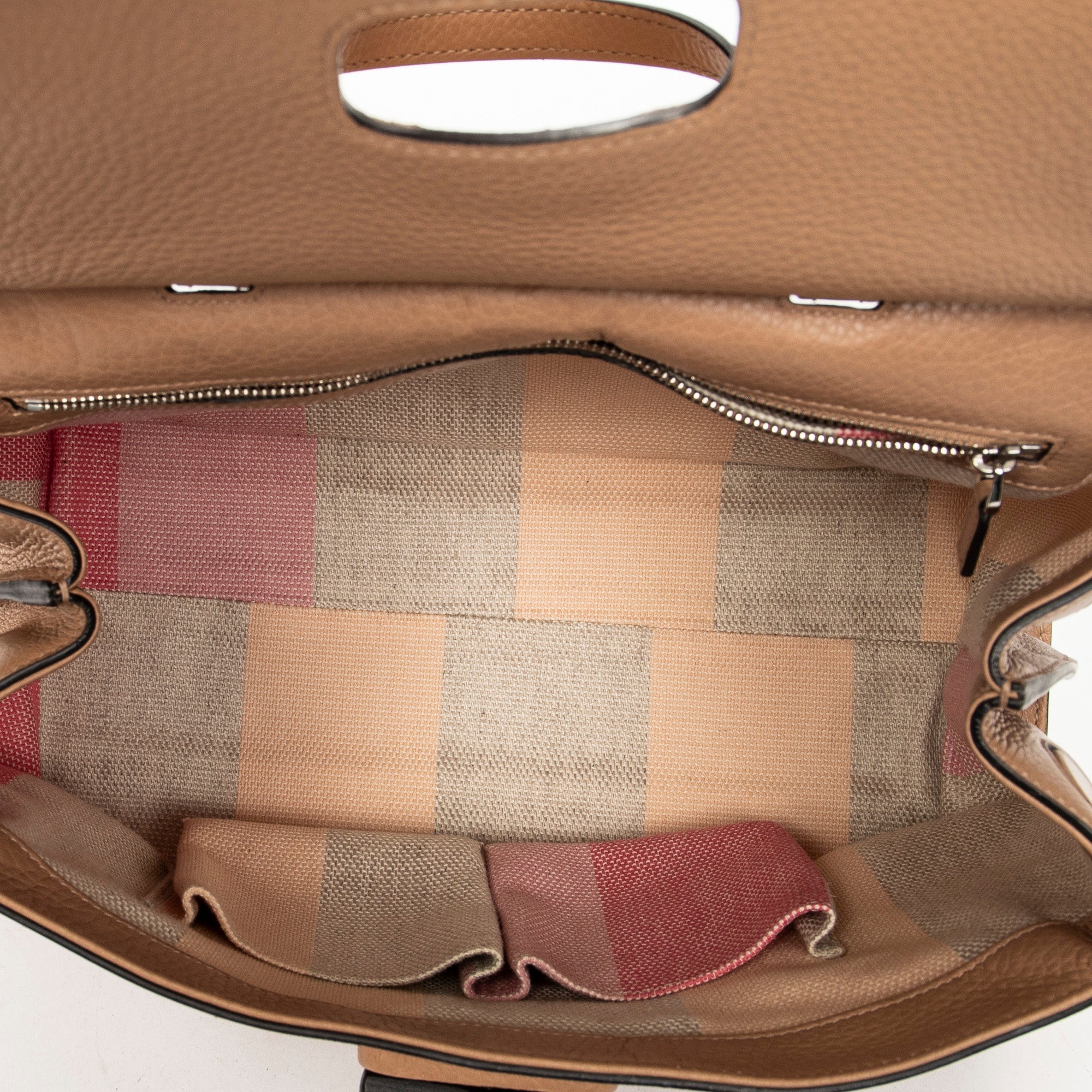 Shoulder Bag Medium Bamboo Daily Top Handle Beige Grained Calfskin Leather