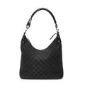Shoulder Bag Ring Handle Zip Hobo Black Monogrammed Canvas
