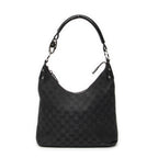 Shoulder Bag Ring Handle Zip Hobo Black Monogrammed Canvas