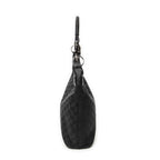 Shoulder Bag Ring Handle Zip Hobo Black Monogrammed Canvas