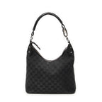 Shoulder Bag Ring Handle Zip Hobo Black Monogrammed Canvas