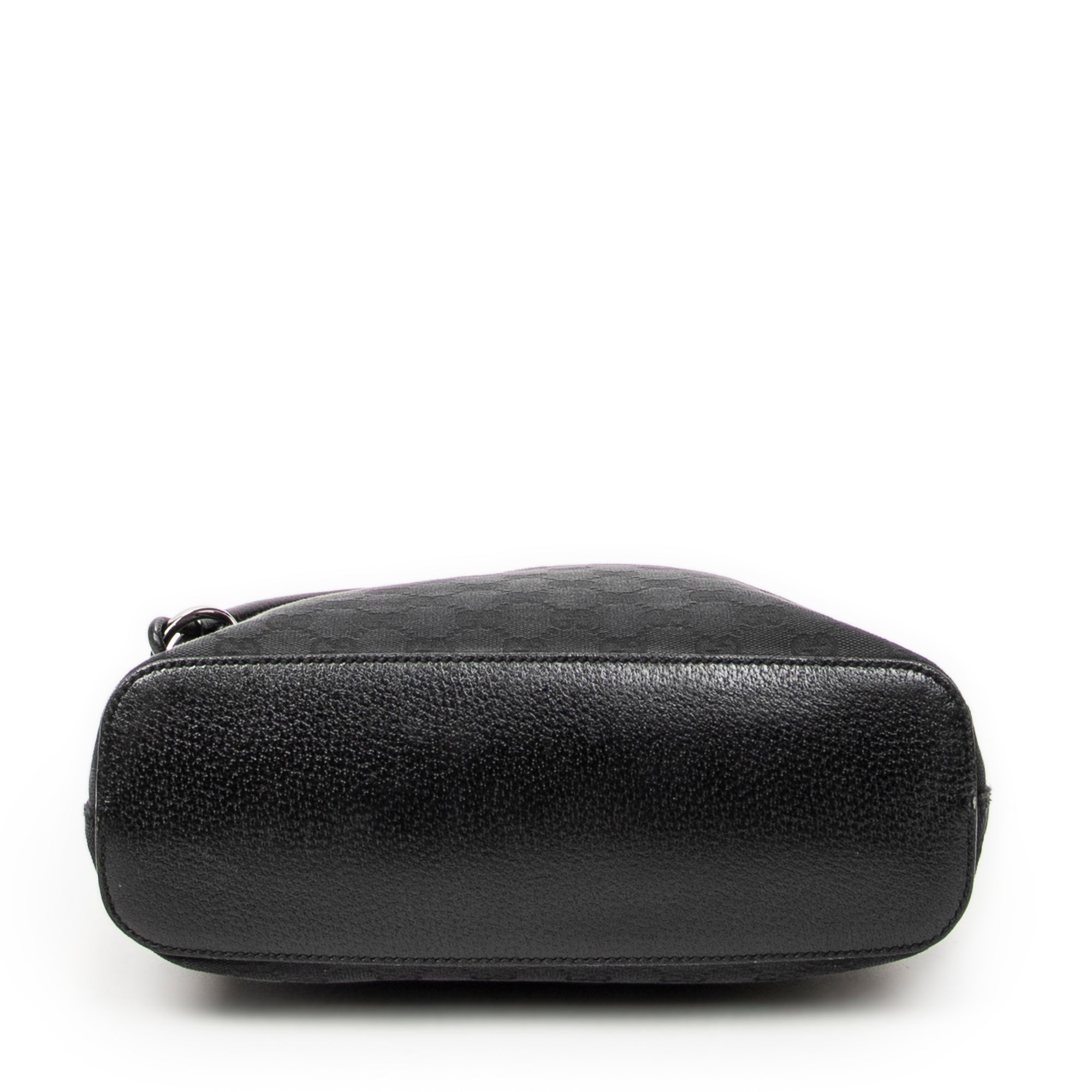 Shoulder Bag Ring Handle Zip Hobo Black Monogrammed Canvas