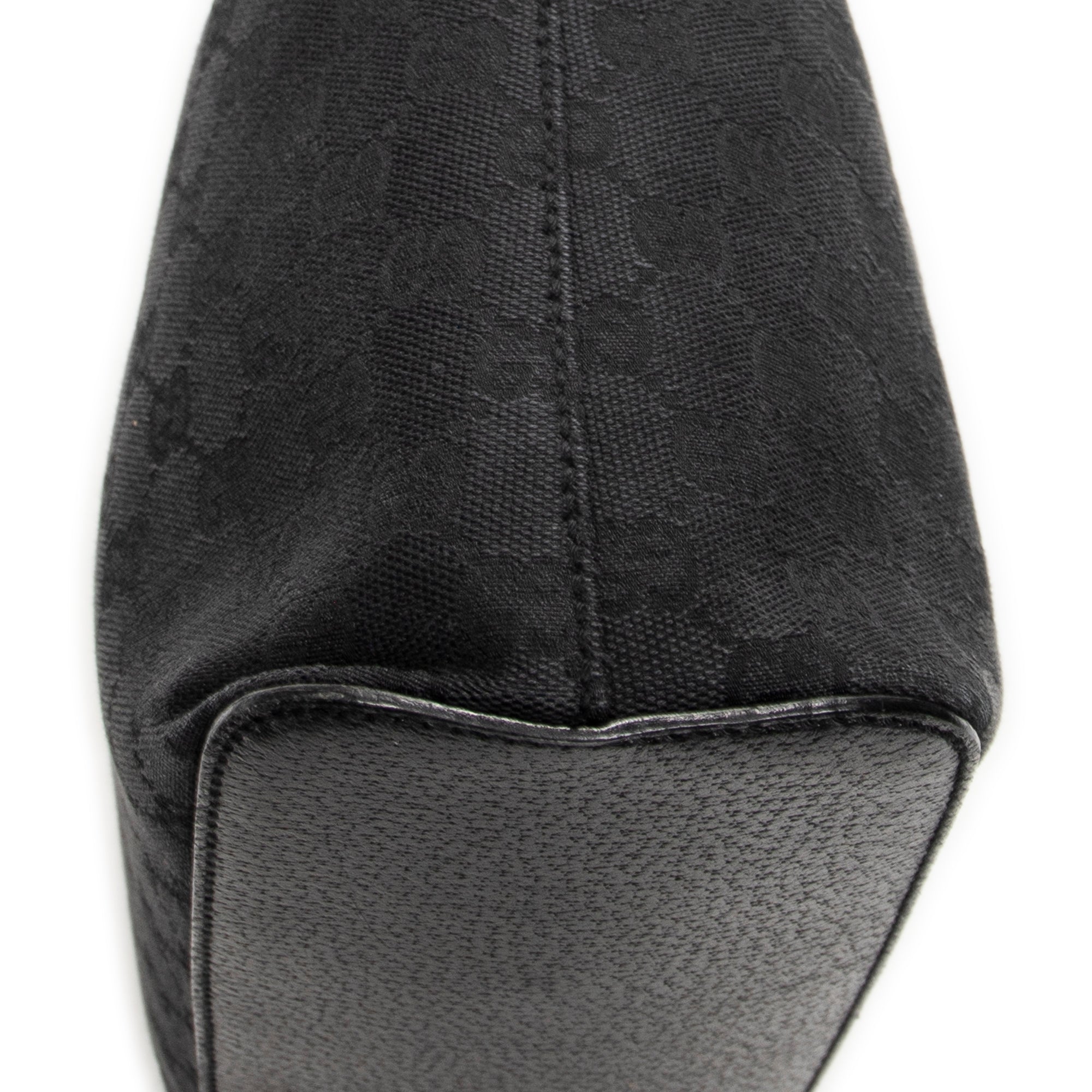 Shoulder Bag Ring Handle Zip Hobo Black Monogrammed Canvas