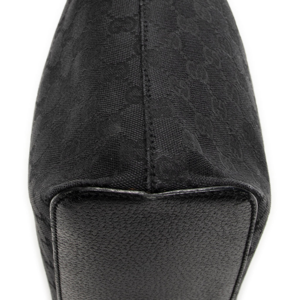 Shoulder Bag Ring Handle Zip Hobo Black Monogrammed Canvas
