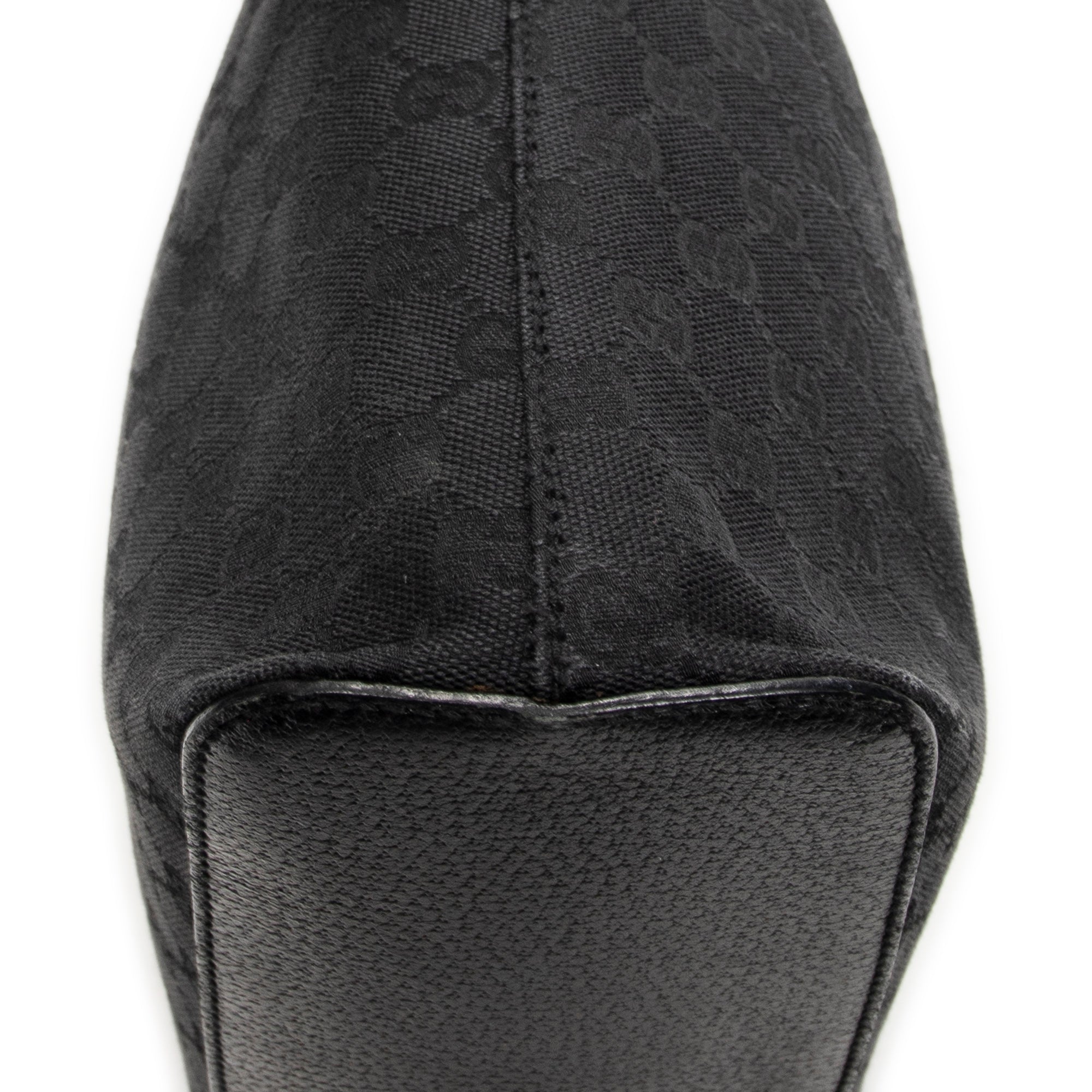 Shoulder Bag Ring Handle Zip Hobo Black Monogrammed Canvas