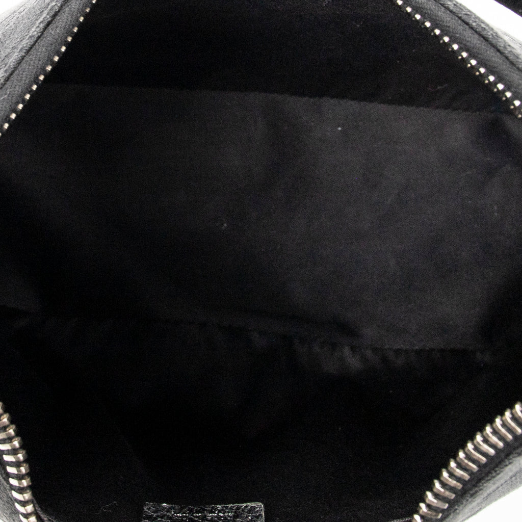 Shoulder Bag Ring Handle Zip Hobo Black Monogrammed Canvas
