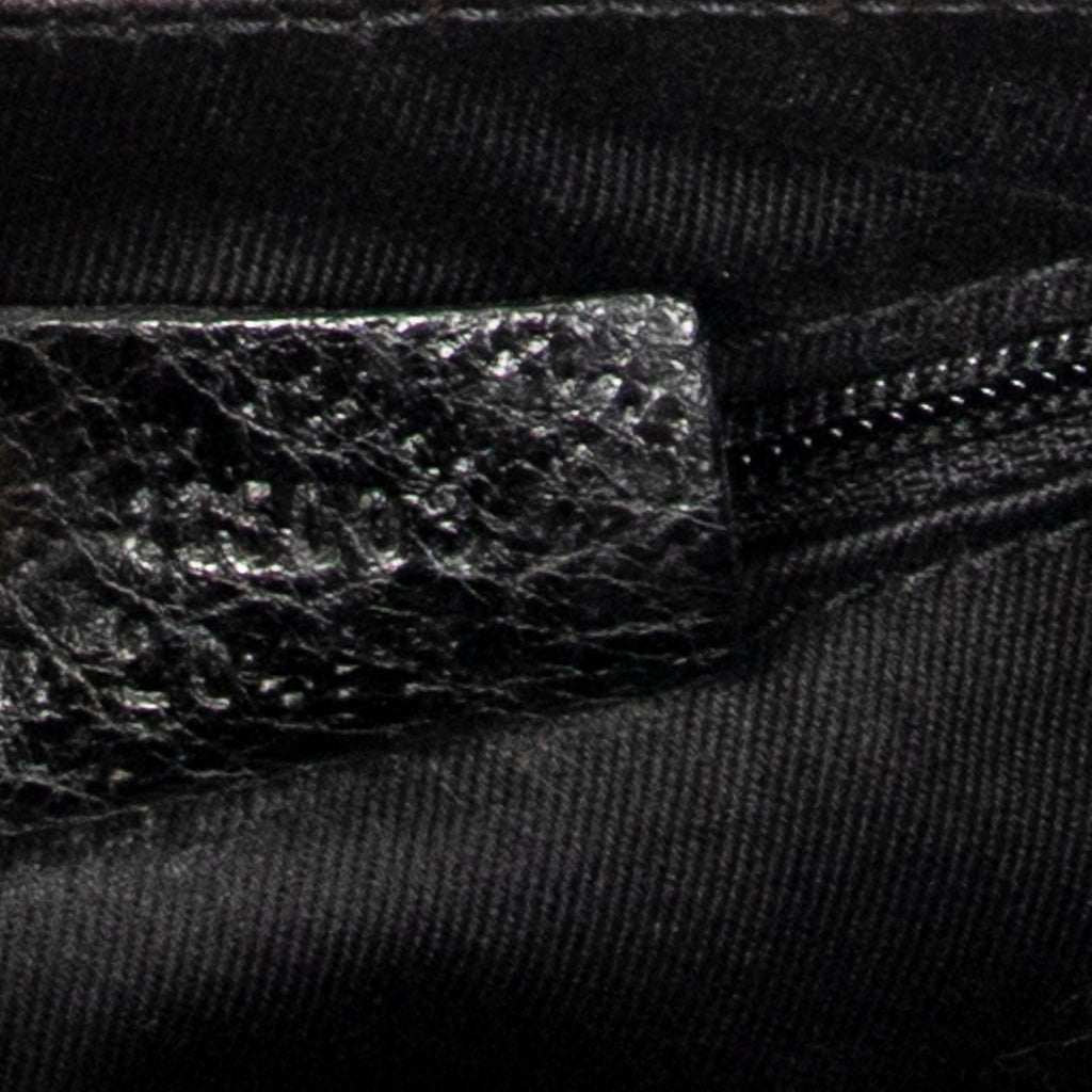 Shoulder Bag Ring Handle Zip Hobo Black Monogrammed Canvas