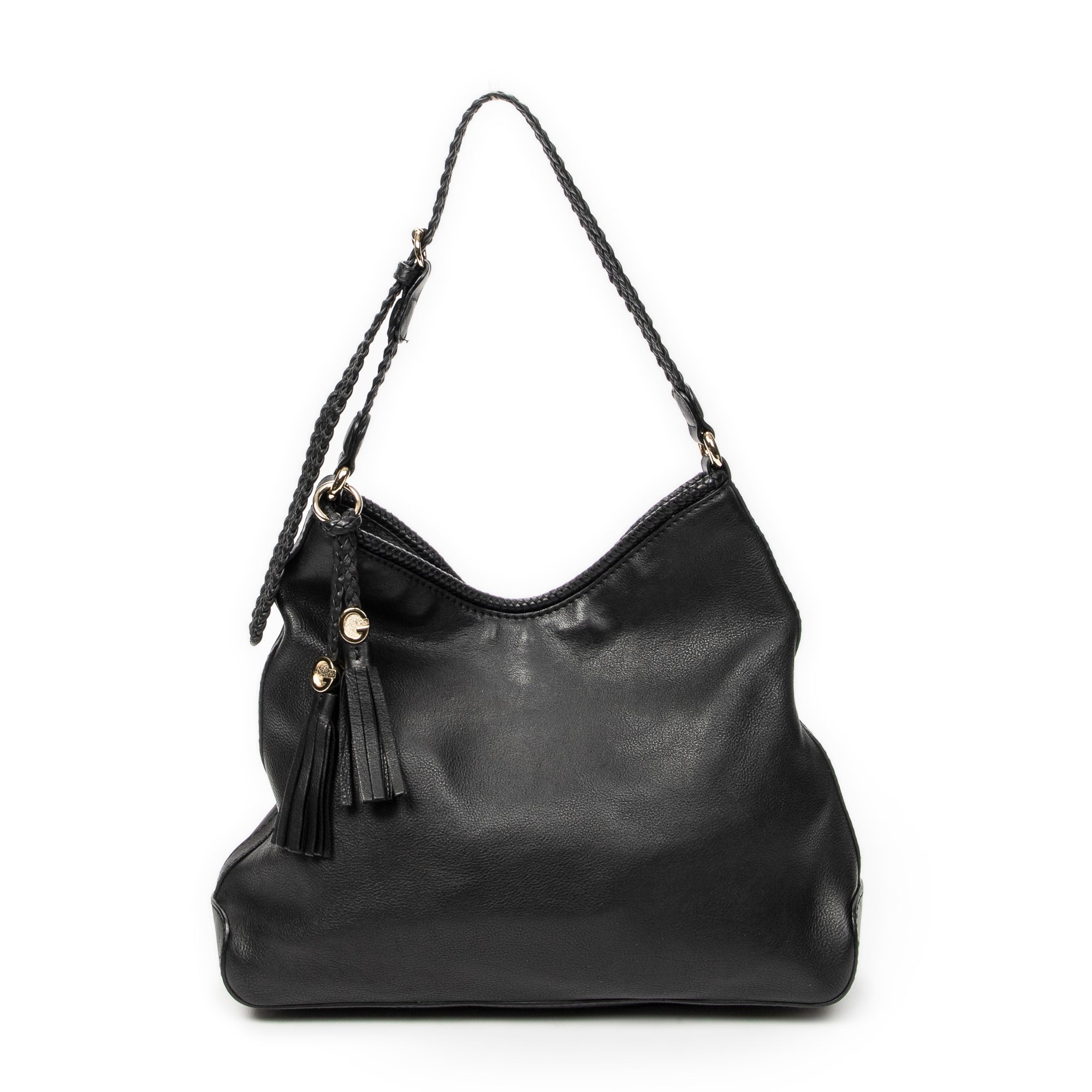 Shoulder Bag Medium Marrakech Hobo Black Grained Calfskin Leather
