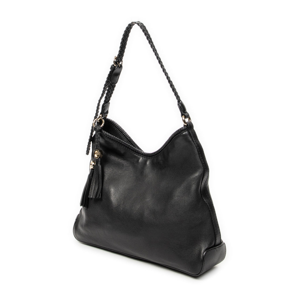 Shoulder Bag Medium Marrakech Hobo Black Grained Calfskin Leather
