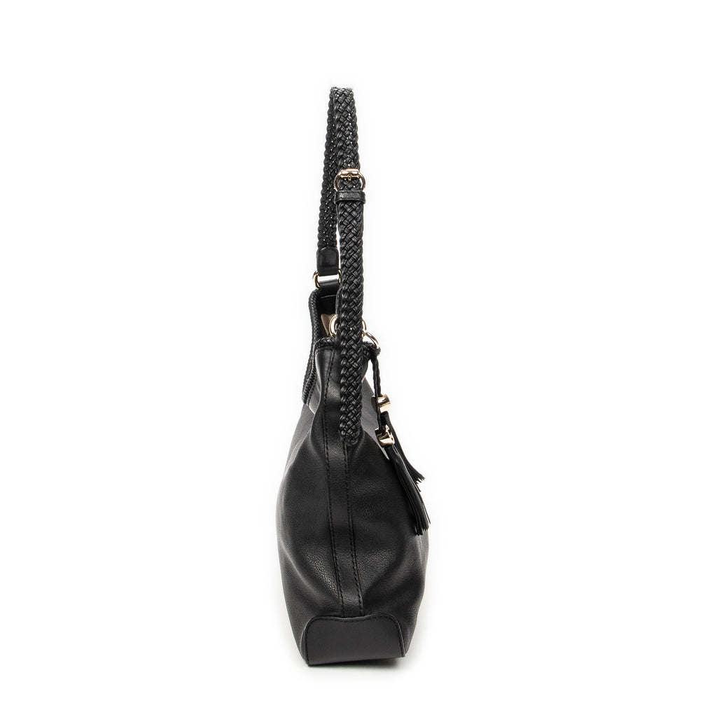 Shoulder Bag Medium Marrakech Hobo Black Grained Calfskin Leather